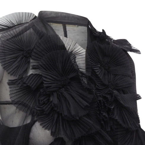 Women's Comme des Garcons sheer pleated ruffle bomber jacket