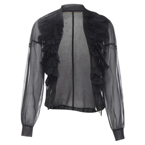 Women's Comme des Garcons sheer pleated ruffle bomber jacket