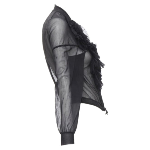 Women's Comme des Garcons sheer pleated ruffle bomber jacket