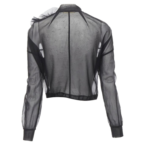 Women's Comme des Garcons sheer pleated ruffle bomber jacket