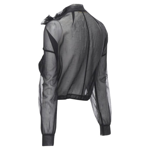 Women's Comme des Garcons sheer pleated ruffle bomber jacket