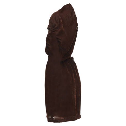 Women's Comme des Garcons velvet drawstring sash knee length skirt