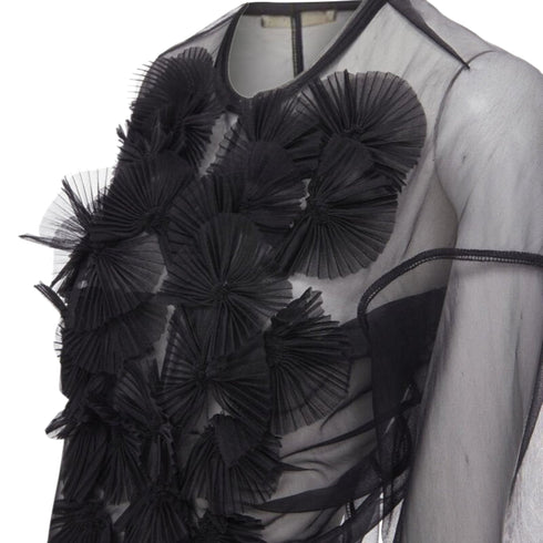 Women's Comme des Garcons pleated fan ruffle sheer top