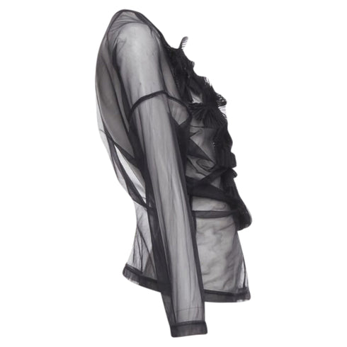 Women's Comme des Garcons pleated fan ruffle sheer top