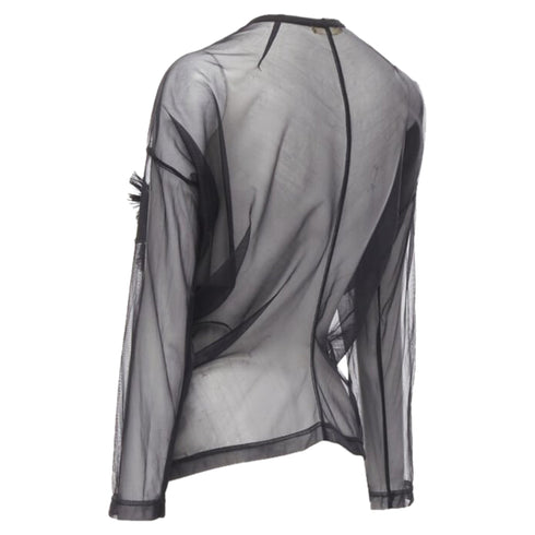 Women's Comme des Garcons pleated fan ruffle sheer top