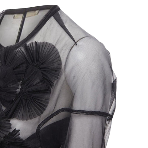 Women's Comme des Garcons pleated fan ruffle sheer top