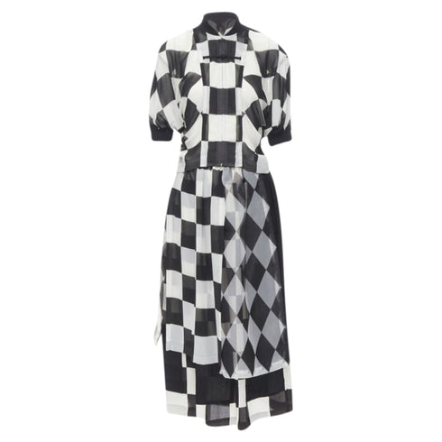 Women's Comme des Garcons chessboard checkered bomber skirt