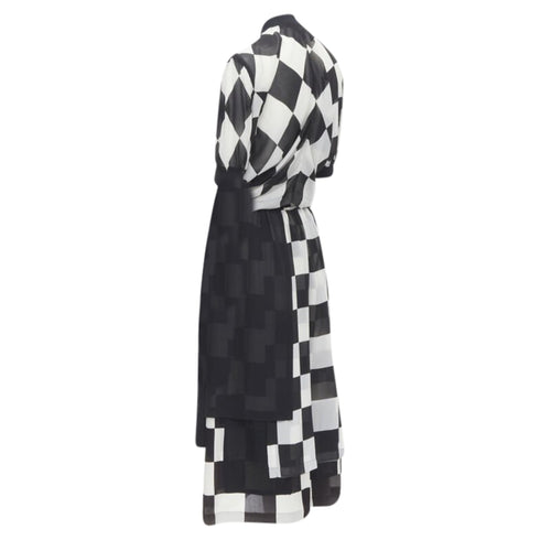 Women's Comme des Garcons chessboard checkered bomber skirt