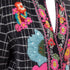 Women's Kenzo grid check wool floral embroidered jacket