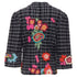 Women's Kenzo grid check wool floral embroidered jacket