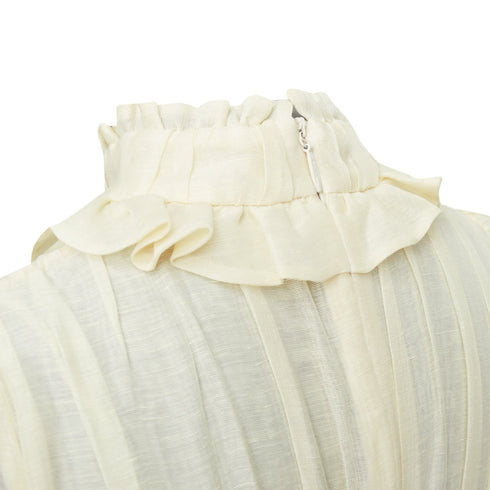 Women's Zimmermann ruffle trim linen silk midi dress