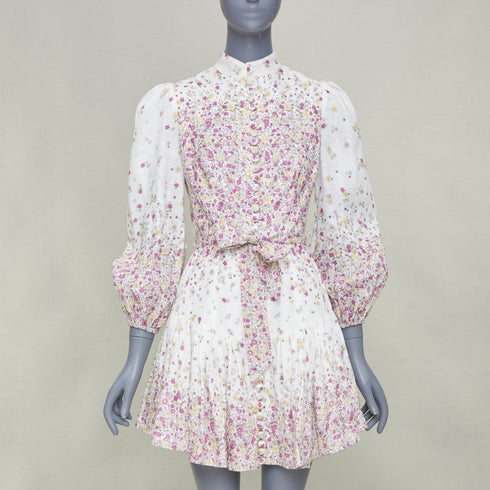 Women's Zimmermann micro flower print linen mini dress