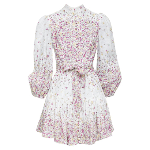 Women's Zimmermann micro flower print linen mini dress
