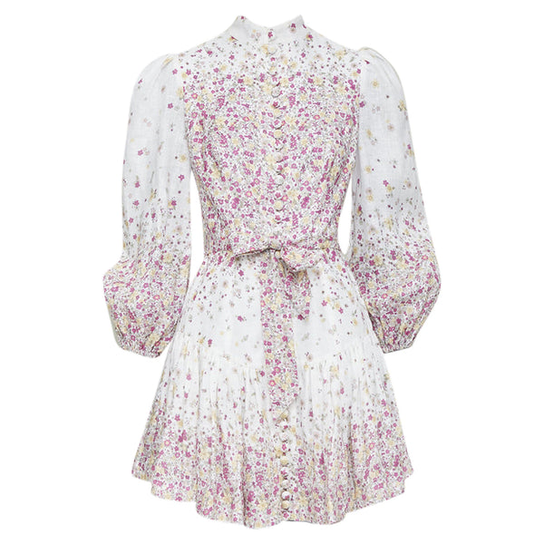 Women's Zimmermann micro flower print linen mini dress