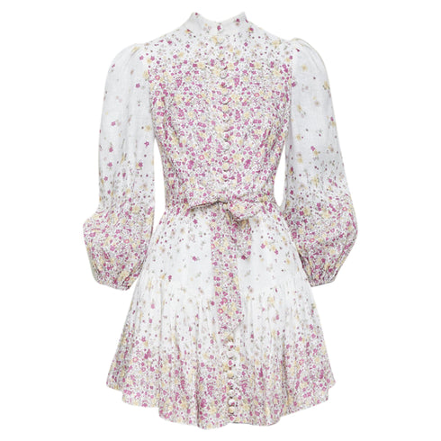 Women's Zimmermann micro flower print linen mini dress