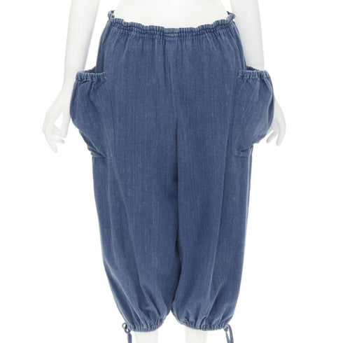 Women's Comme des Garcons washed denim cargo bubble jeans