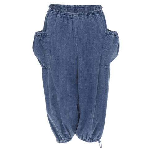 Women's Comme des Garcons washed denim cargo bubble jeans