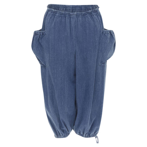 Women's Comme des Garcons washed denim cargo bubble jeans