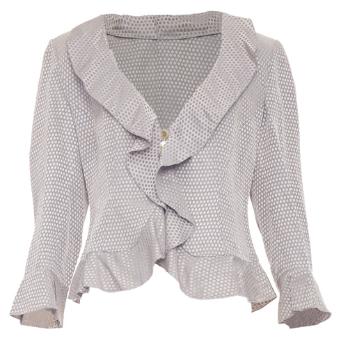 Women's Giorgio Armani honeycomb woven linen blend ruffle jacket