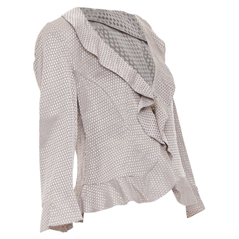 Women's Giorgio Armani honeycomb woven linen blend ruffle jacket