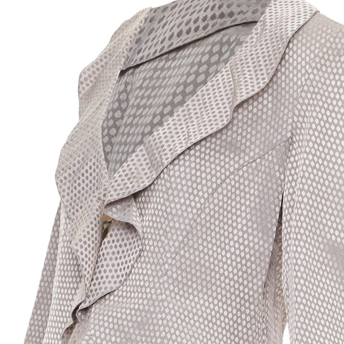 Women's Giorgio Armani honeycomb woven linen blend ruffle jacket