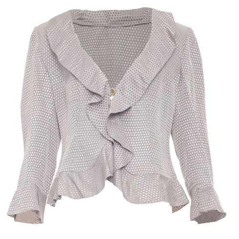 Women's Giorgio Armani honeycomb woven linen blend ruffle jacket