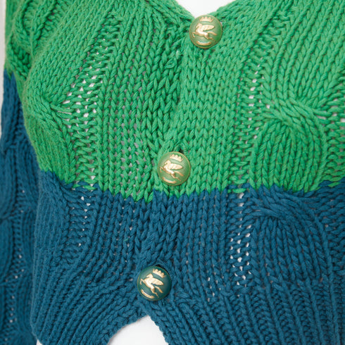 Women's Etro bicolor mixed cable knit cropped cardigan