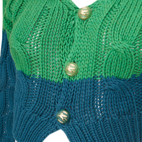 Women's Etro bicolor mixed cable knit cropped cardigan