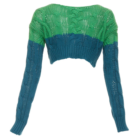 Women's Etro bicolor mixed cable knit cropped cardigan