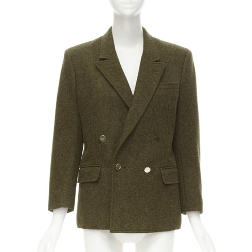 Women's Comme des Garcons moss brown wool felt double breasted blazer