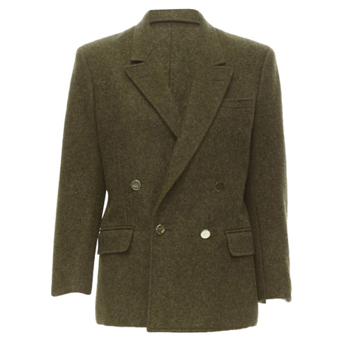 Women's Comme des Garcons moss brown wool felt double breasted blazer