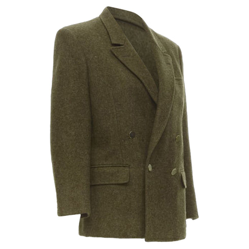 Women's Comme des Garcons moss brown wool felt double breasted blazer