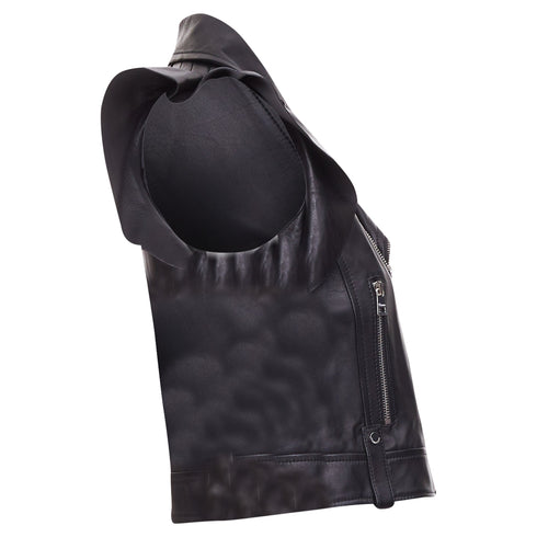 Women's Red Valentino leather ruffle biker vest jacket
