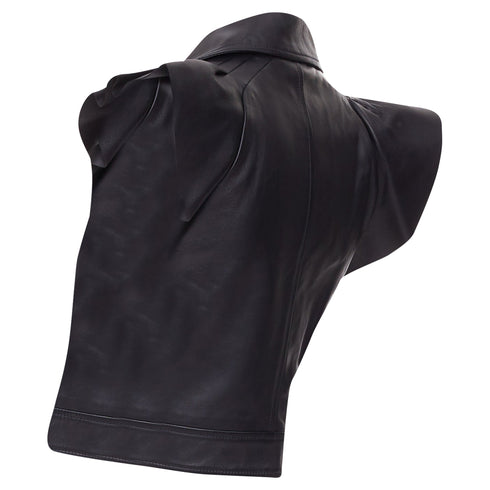 Women's Red Valentino leather ruffle biker vest jacket