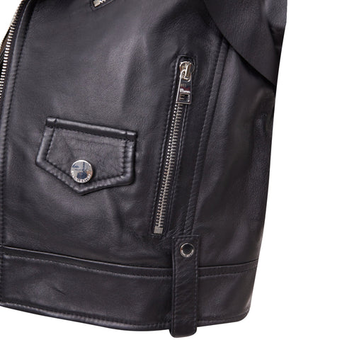 Women's Red Valentino leather ruffle biker vest jacket