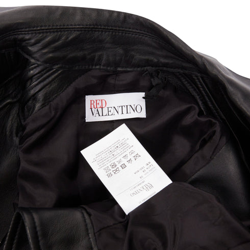Women's Red Valentino leather ruffle biker vest jacket