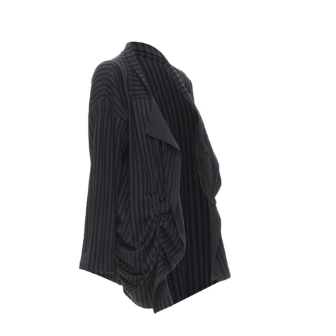 Women's Comme des Garcons striped wool draped front jacket