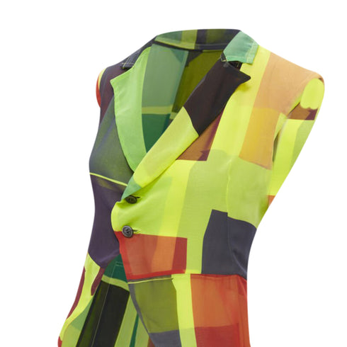 Women's Comme des Garcons pop colorblock layers cutaway vest