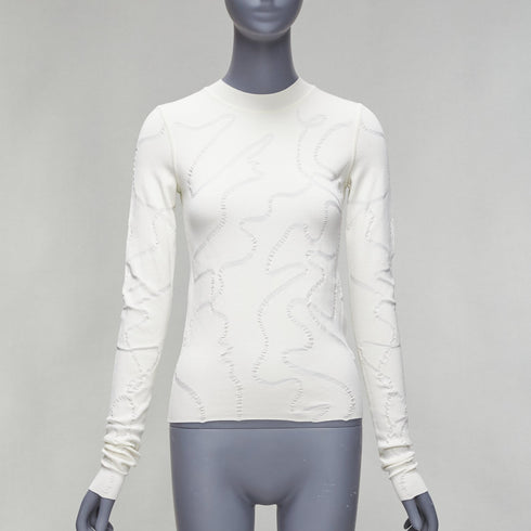 Women's Helmut Lang wiggly line motive jacquard long sleeve sweater