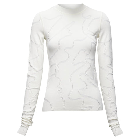 Women's Helmut Lang wiggly line motive jacquard long sleeve sweater