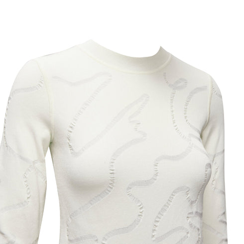 Women's Helmut Lang wiggly line motive jacquard long sleeve sweater