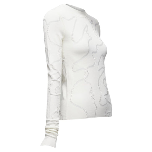 Women's Helmut Lang wiggly line motive jacquard long sleeve sweater