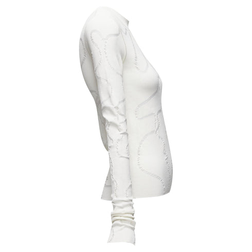Women's Helmut Lang wiggly line motive jacquard long sleeve sweater