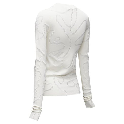 Women's Helmut Lang wiggly line motive jacquard long sleeve sweater