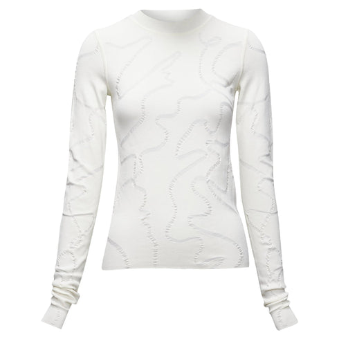 Women's Helmut Lang wiggly line motive jacquard long sleeve sweater