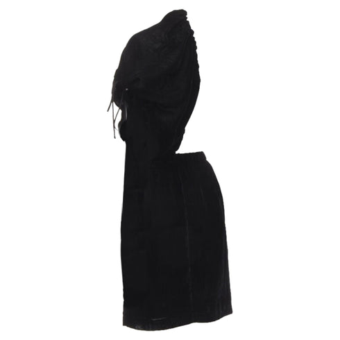 Women's Comme des Garcons velvet drawstring sash knee length skirt
