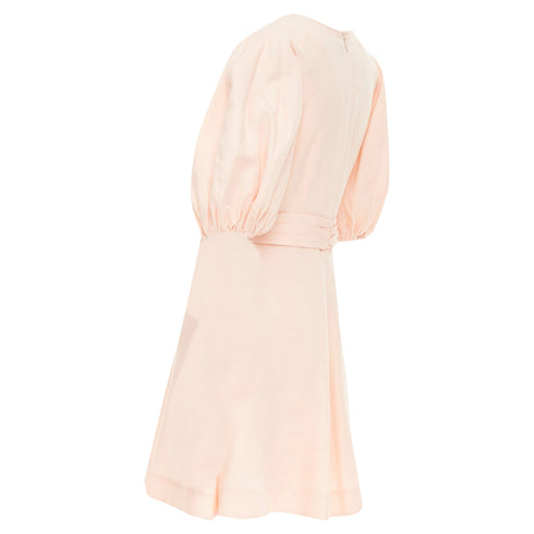 Women's Zimmermann wrap bodice linen puff sleeve dress