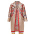 Women's Etro taupe red placed floral cotton blend overcoat