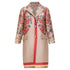 Women's Etro taupe red placed floral cotton blend overcoat