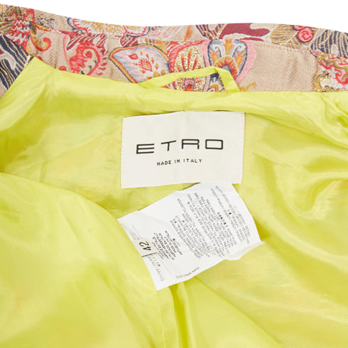 Women's Etro taupe red placed floral cotton blend overcoat
